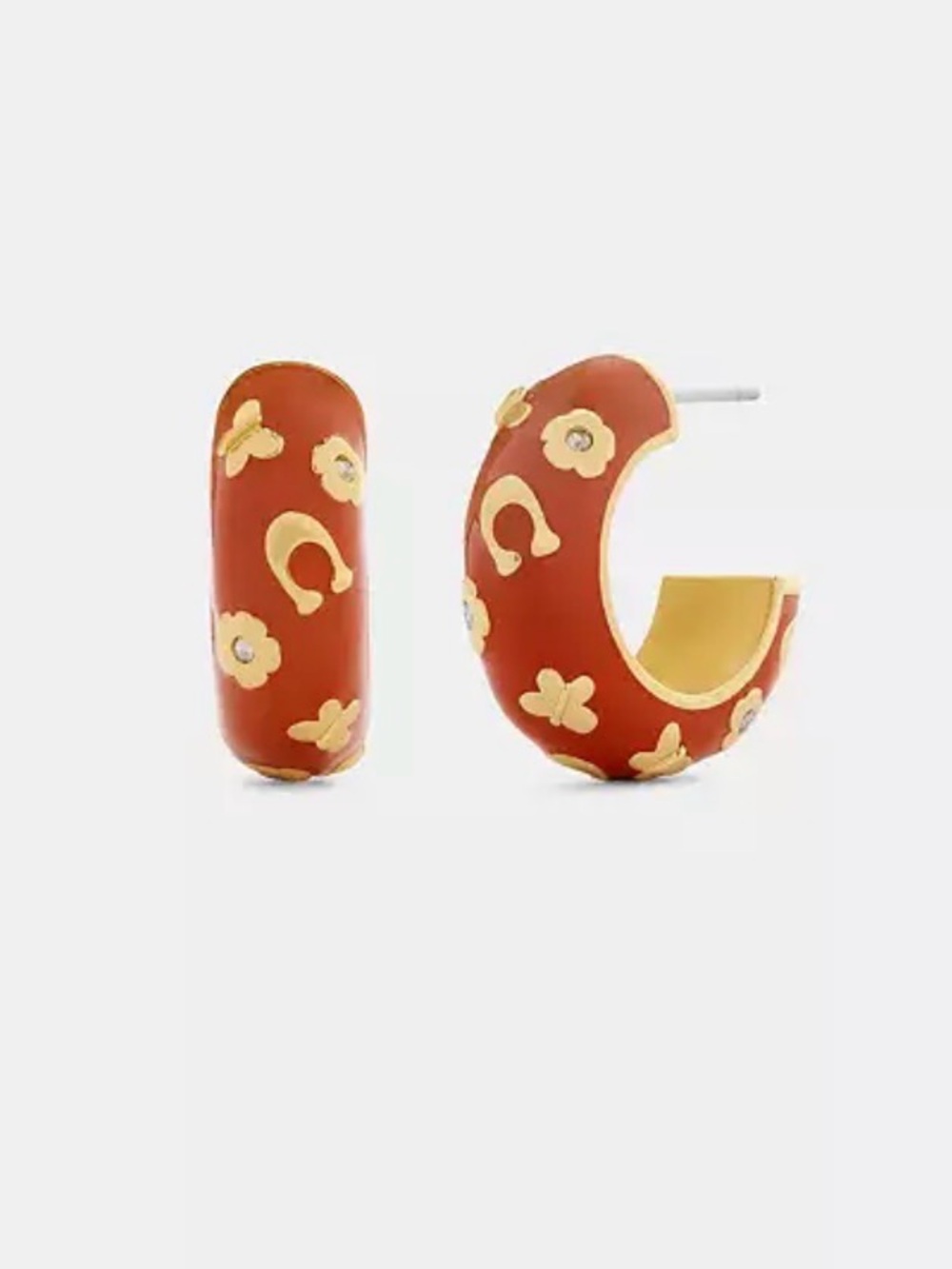 Coach Signature Puffy Enamel Hoop Earrings. New no tag